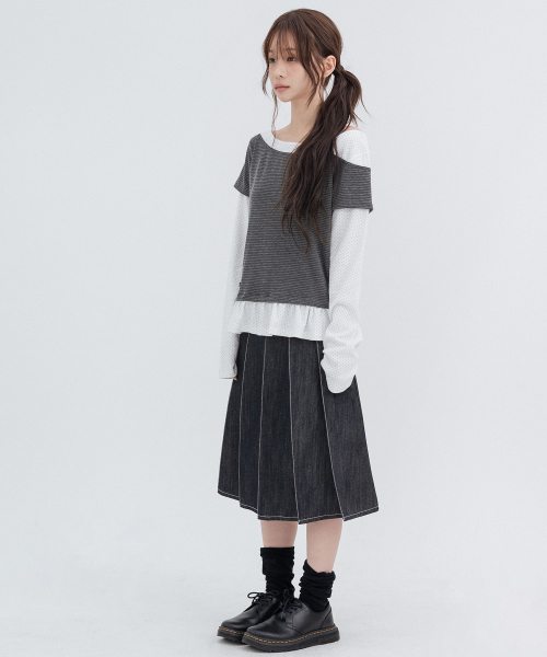Denim Butterfly Skirts_Navy