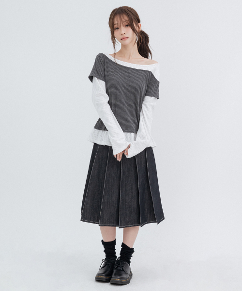 Denim Butterfly Skirts_Navy