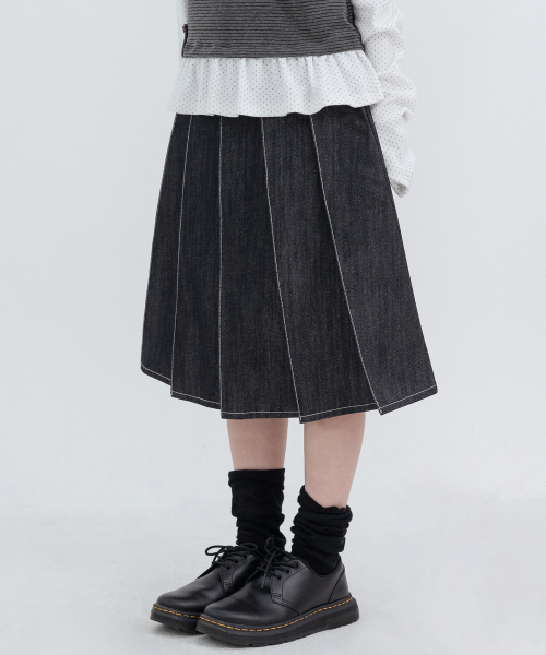 Denim Butterfly Skirts_Navy