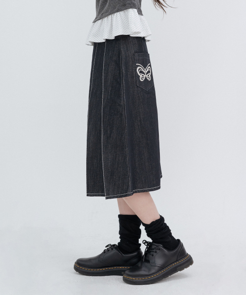 Denim Butterfly Skirts_Navy