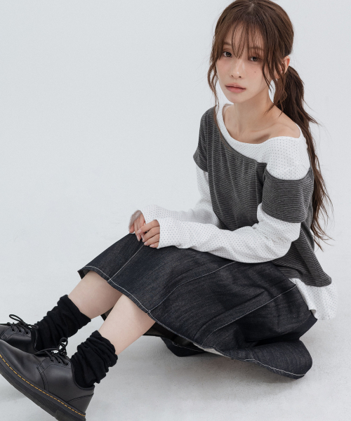 Denim Butterfly Skirts_Navy