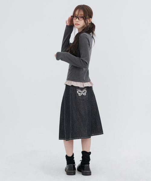 Denim Butterfly Skirts_Navy