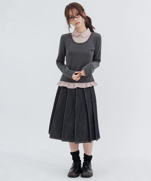 Denim Butterfly Skirts_Navy