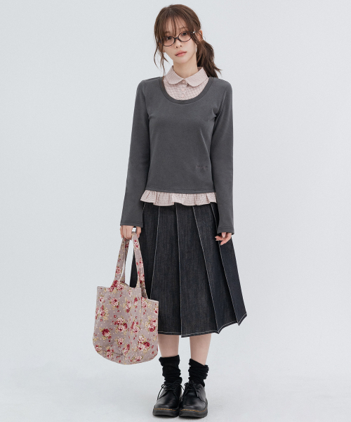 Denim Butterfly Skirts_Navy