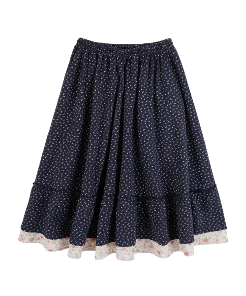 Flower Pocket Midi Skirt_Navy