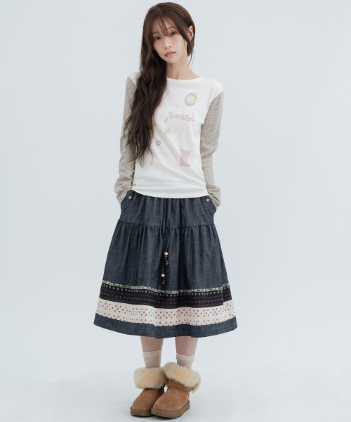 Vintage Pocket Midi Skirt_Navy