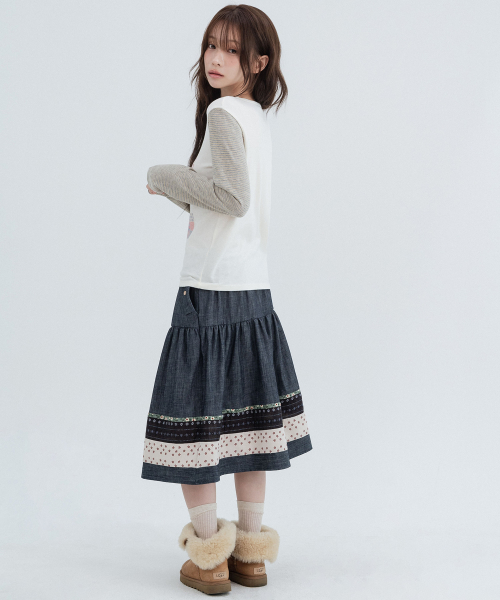 Vintage Pocket Midi Skirt_Navy