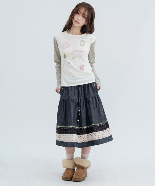 Vintage Pocket Midi Skirt_Navy