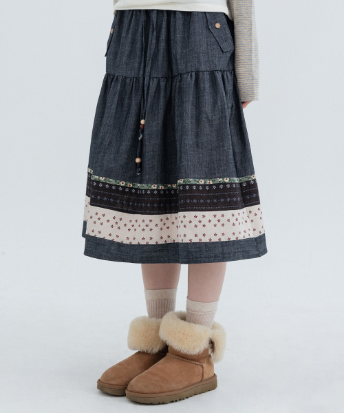 Vintage Pocket Midi Skirt_Navy