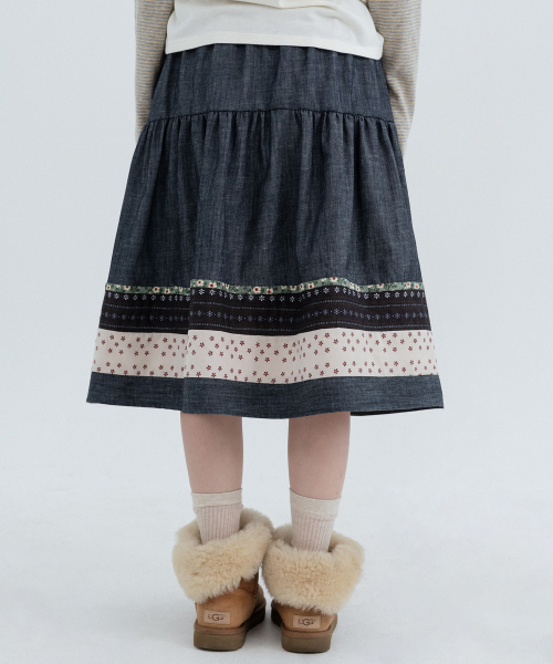 Vintage Pocket Midi Skirt_Navy