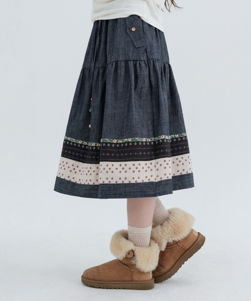 Vintage Pocket Midi Skirt_Navy