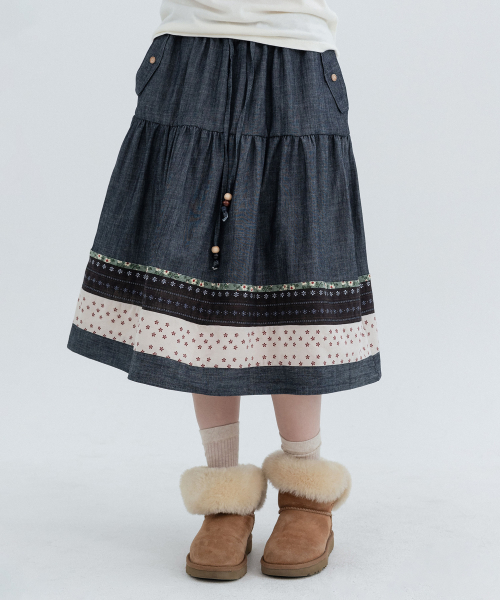 Vintage Pocket Midi Skirt_Navy