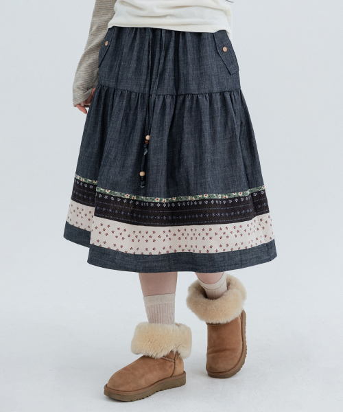 Vintage Pocket Midi Skirt_Navy
