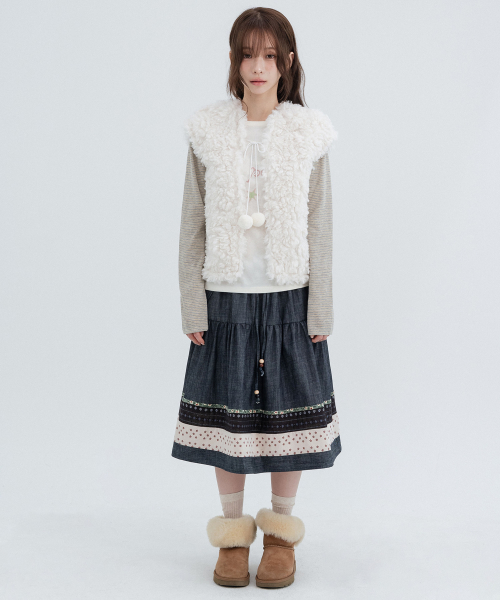 Vintage Pocket Midi Skirt_Navy