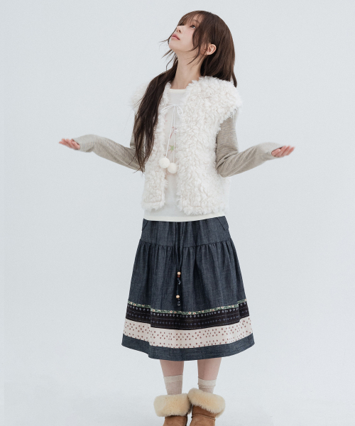Vintage Pocket Midi Skirt_Navy