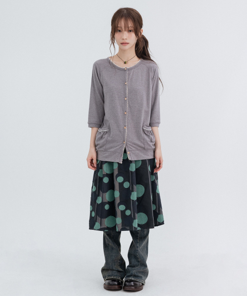 Vintage Dot Midi Skirt_Mint