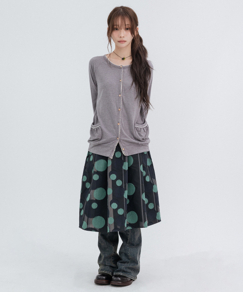 Vintage Dot Midi Skirt_Mint