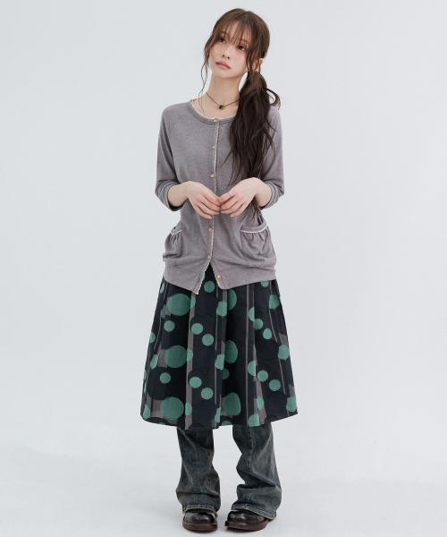 Vintage Dot Midi Skirt_Mint