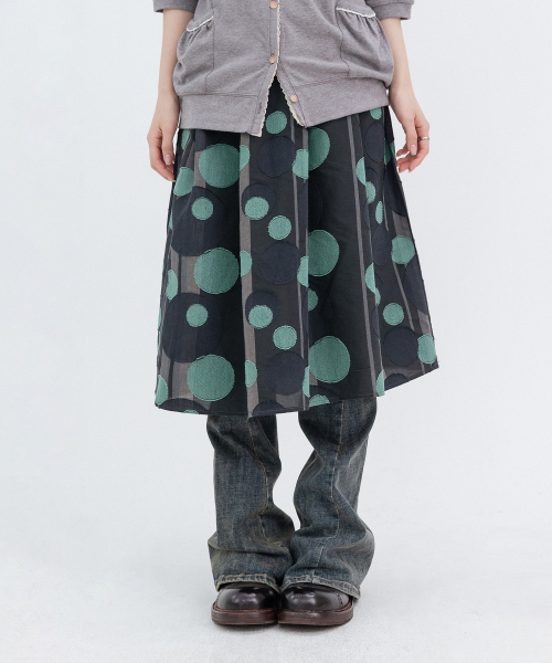 Vintage Dot Midi Skirt_Mint