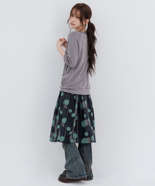 Vintage Dot Midi Skirt_Mint