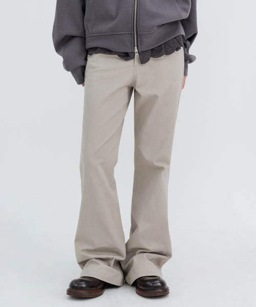 Two-Button Pocket Bootcut Pants_Beige