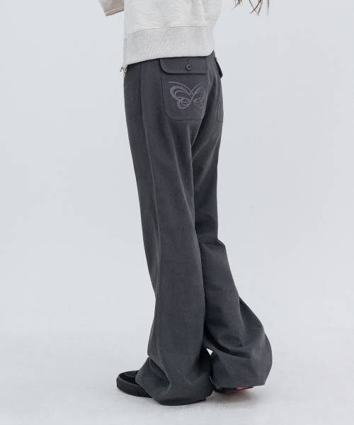 Two-Button Pocket Bootcut Pants_Charcoal
