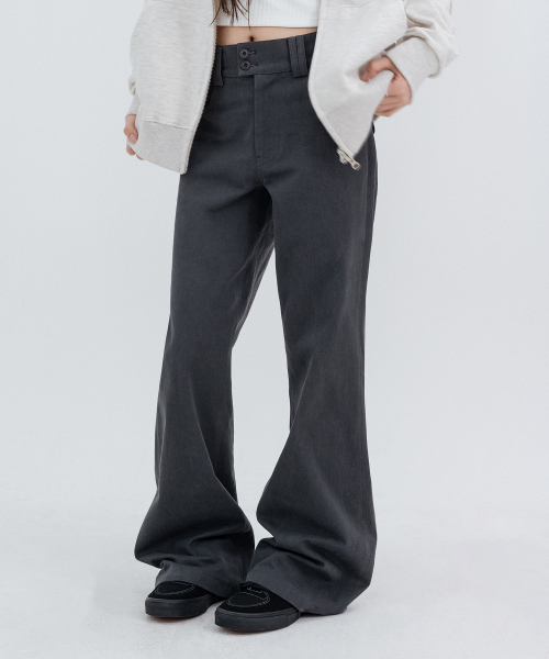 Two-Button Pocket Bootcut Pants_Charcoal
