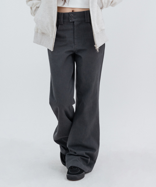 Two-Button Pocket Bootcut Pants_Charcoal