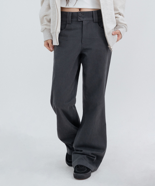 Two-Button Pocket Bootcut Pants_Charcoal