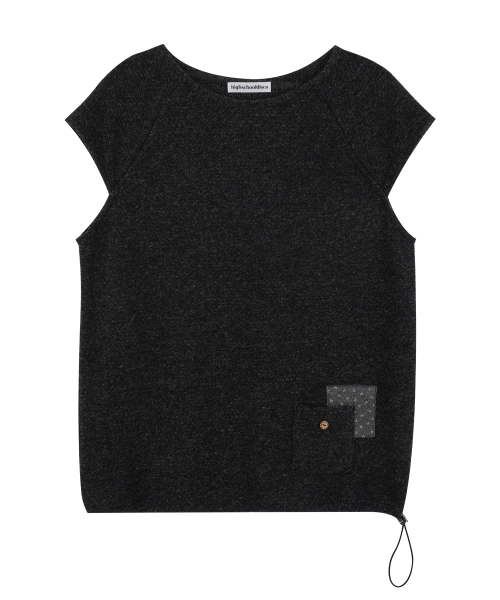 Flower Pocket Layered Knit_Charcoal
