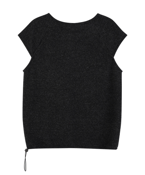 Flower Pocket Layered Knit_Charcoal