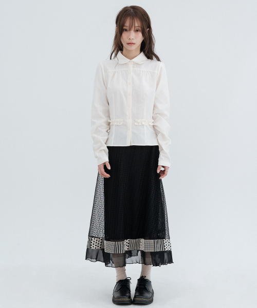 Puff Lace Round Collar Shirts_Ivory