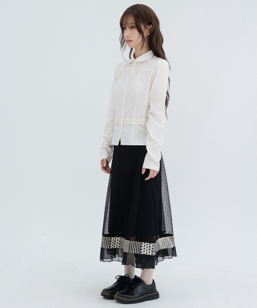 Puff Lace Round Collar Shirts_Ivory