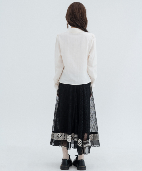 Puff Lace Round Collar Shirts_Ivory