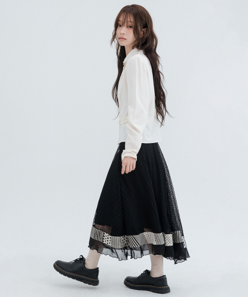 Puff Lace Round Collar Shirts_Ivory