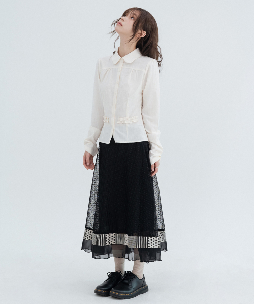 Puff Lace Round Collar Shirts_Ivory