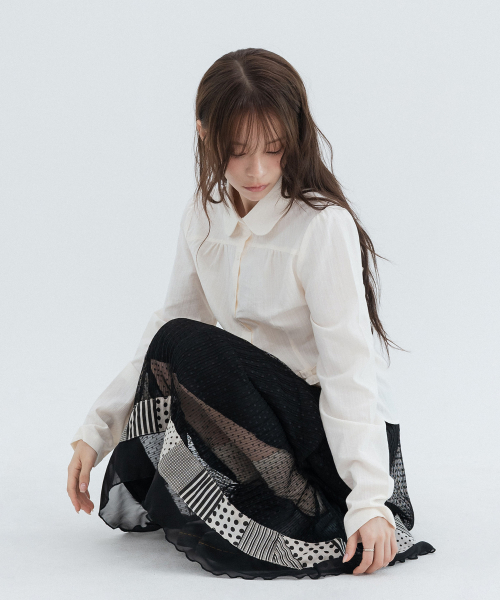 Puff Lace Round Collar Shirts_Ivory