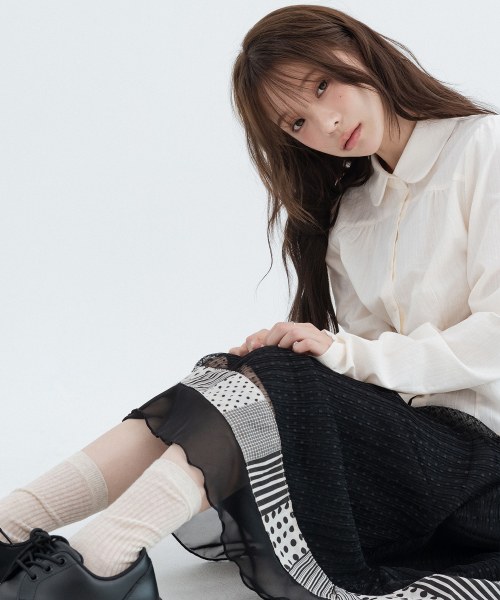 Puff Lace Round Collar Shirts_Ivory