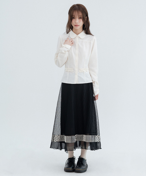Puff Lace Round Collar Shirts_Ivory