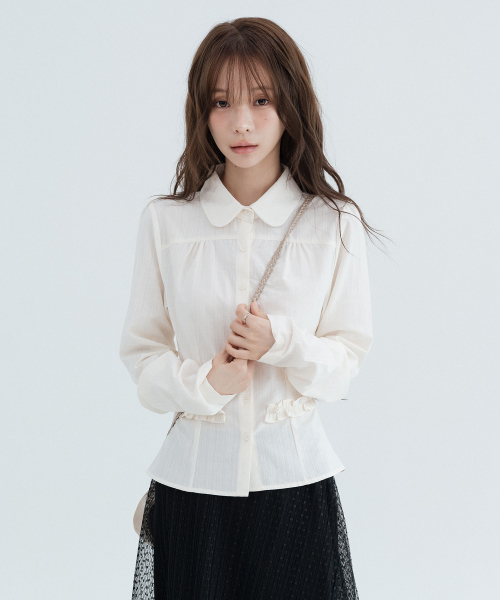 Puff Lace Round Collar Shirts_Ivory