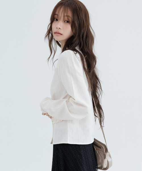 Puff Lace Round Collar Shirts_Ivory