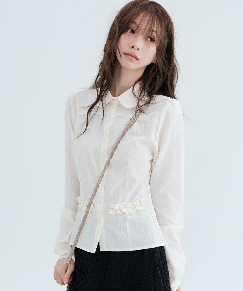 Puff Lace Round Collar Shirts_Ivory