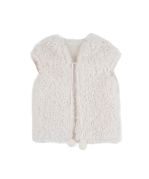 Pompom Fur Vest_Ivory