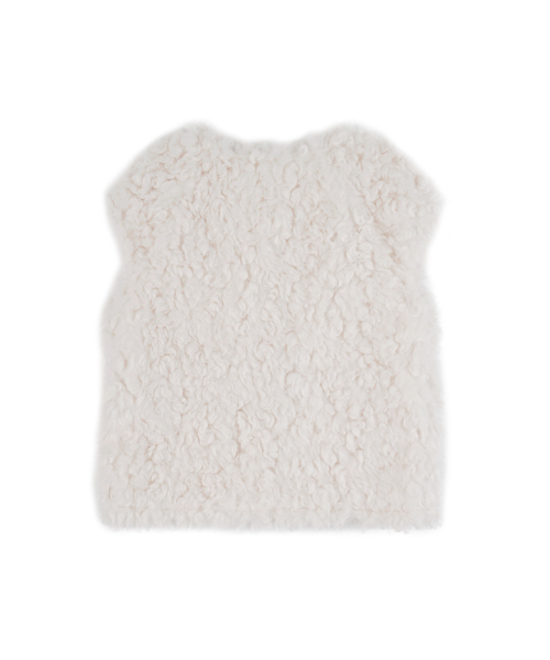 Pompom Fur Vest_Ivory