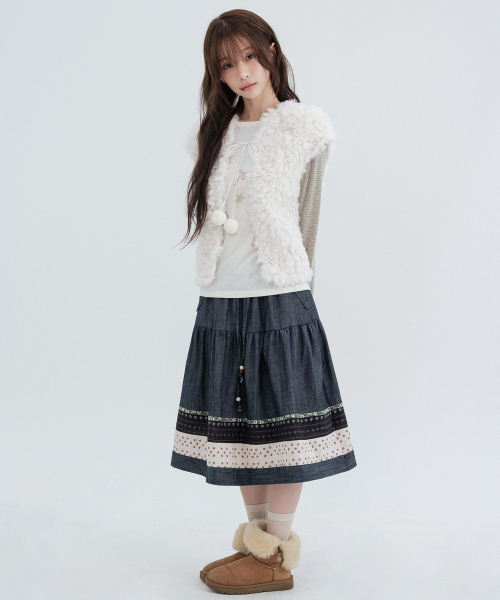 Pompom Fur Vest_Ivory