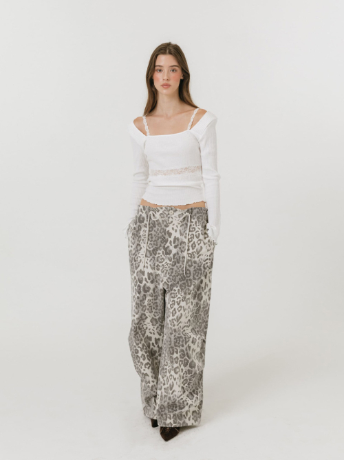 VINTAGE WIDE PANTS / LEOPARD GREY