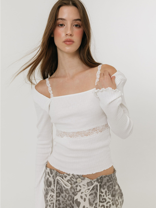 FLEUR SHEER LACE T-SHIRT / WHITE