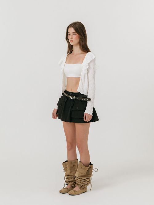 CRINKLE FRILL CARDIGAN / WHITE