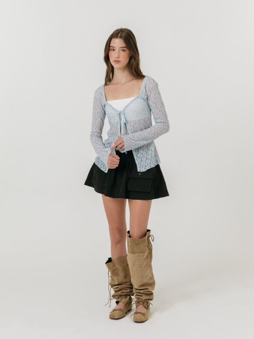 FLOWER STRAP CARDIGAN / SKYBLUE