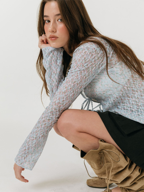 FLOWER STRAP CARDIGAN / SKYBLUE